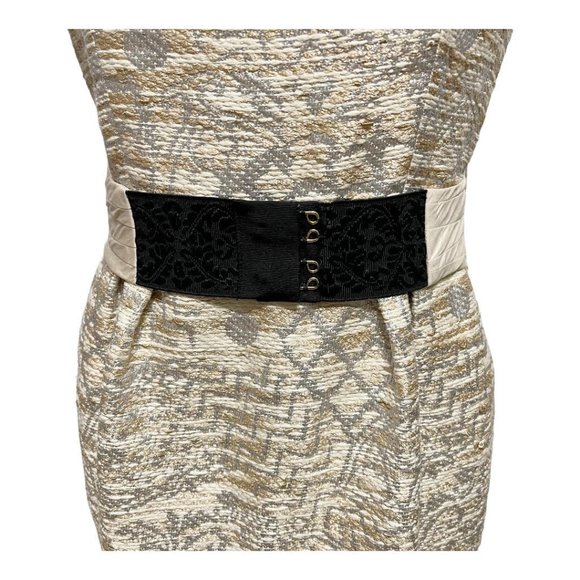 Rachel Roy Size 4 Metallic Embroidered Crewneck Capped Sleeve Belted  Dr… - Picture 7 of 12